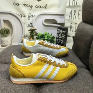 Adidas Yellow White Retro Runner Three-Stripe Side Panel Lifestyle Sneakers