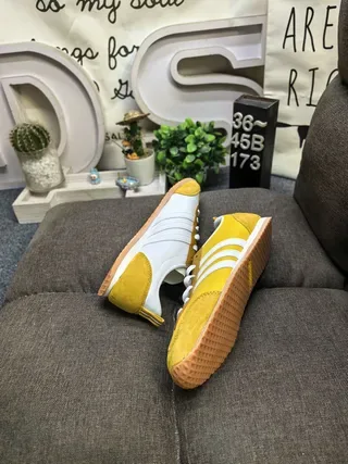 Adidas Amarelo Branco Retro Runner Três Listras Painel Lateral Sneakers Lifestyle 6