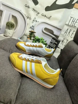 Adidas Amarelo Branco Retro Runner Três Listras Painel Lateral Sneakers Lifestyle 7