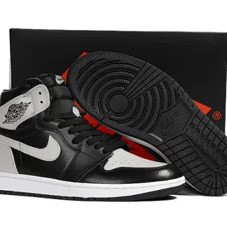 Air Jordan 1 Black Gray High-Top Leather Upper Basketball Shoes