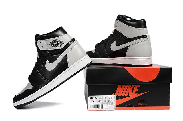 Air Jordan 1 Black Gray High-Top Leather Upper Basketball Shoes 2