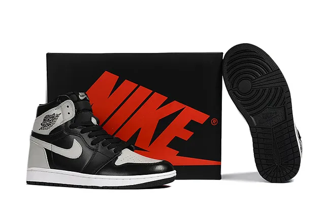 Air Jordan 1 Black Gray High-Top Leather Upper Basketball Shoes 3