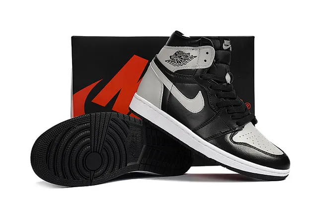 Air Jordan 1 Black Gray High-Top Leather Upper Basketball Shoes 4