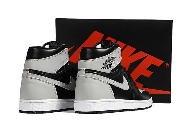 Air Jordan 1 Black Gray High-Top Leather Upper Basketball Shoes 5