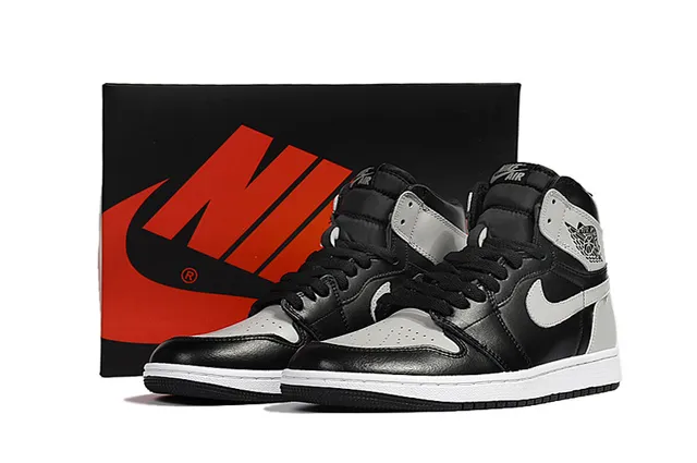 Air Jordan 1 Black Gray High-Top Leather Upper Basketball Shoes 6