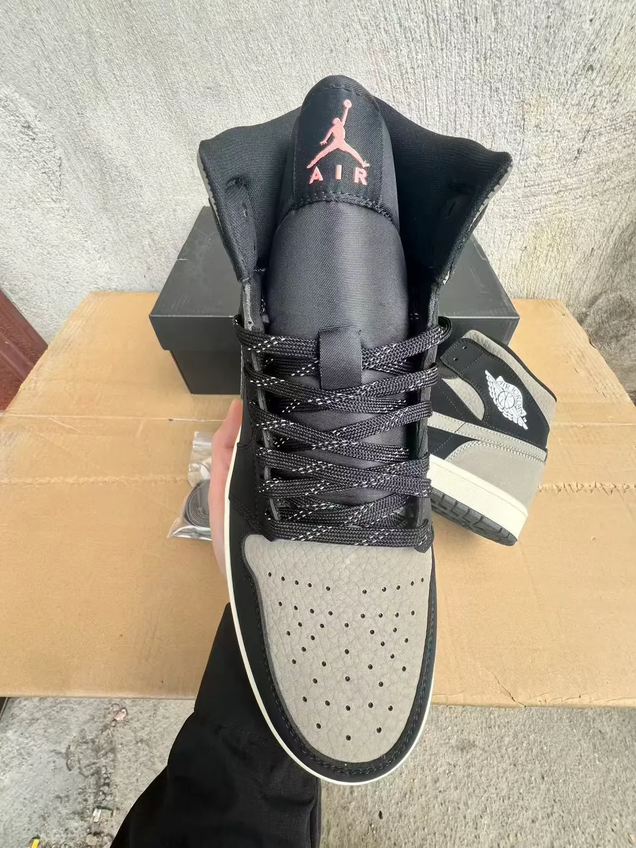 Air Jordan 1 Black Gray Off-White Tênis de Basquete 3