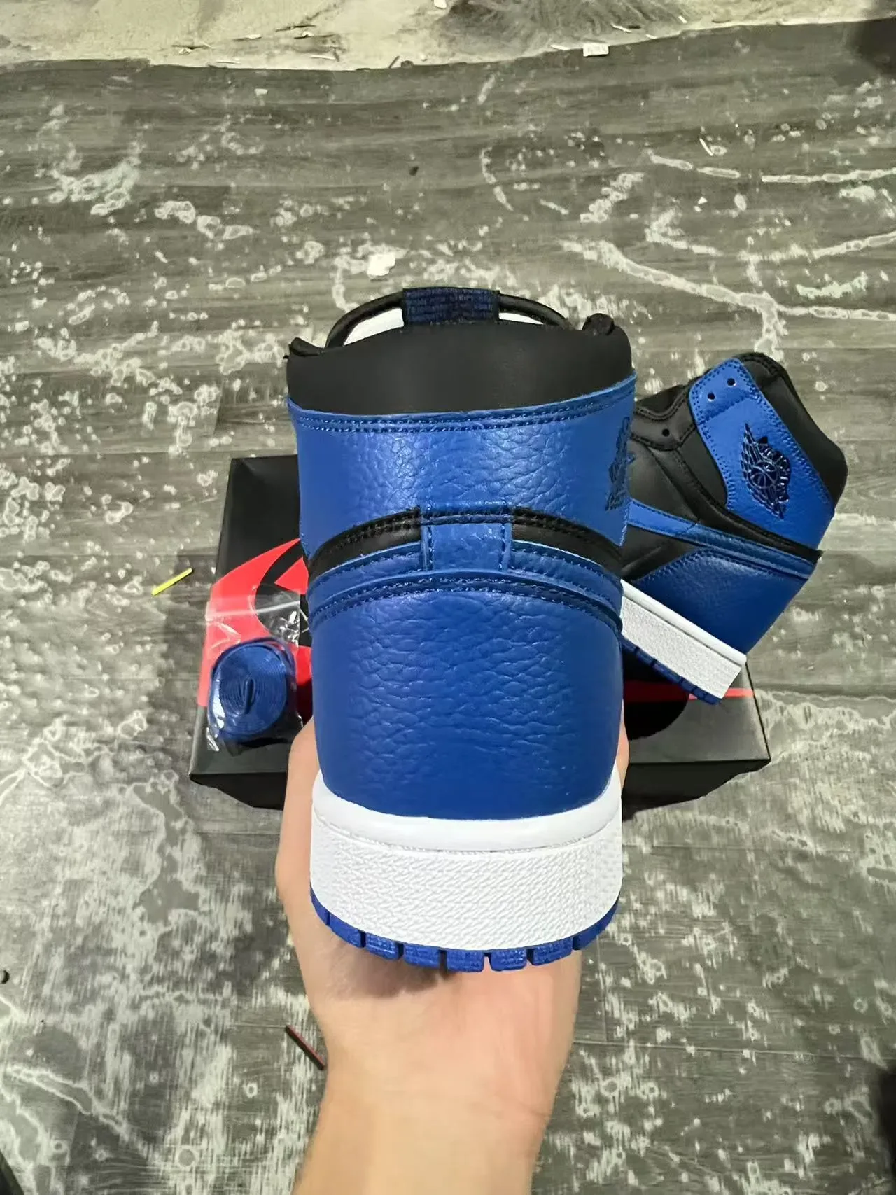 Air Jordan 1 Noir Bleu Royal Cuir Chaussures de Basketball 8