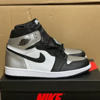 Air Jordan 1 黑银 高顶 皮革合成覆盖 篮球鞋