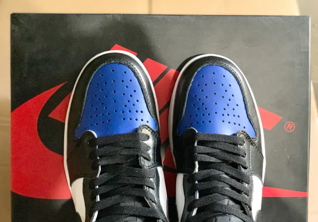 Air Jordan 1 Chaussures de Basketball Noir Blanc Bleu Royal 4