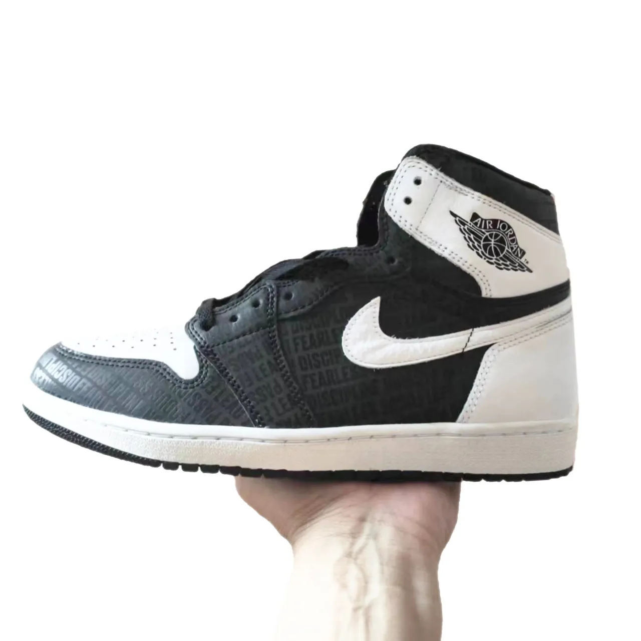 Air Jordan 1 Fear of God काले सफेद बास्केटबॉल जूते 2