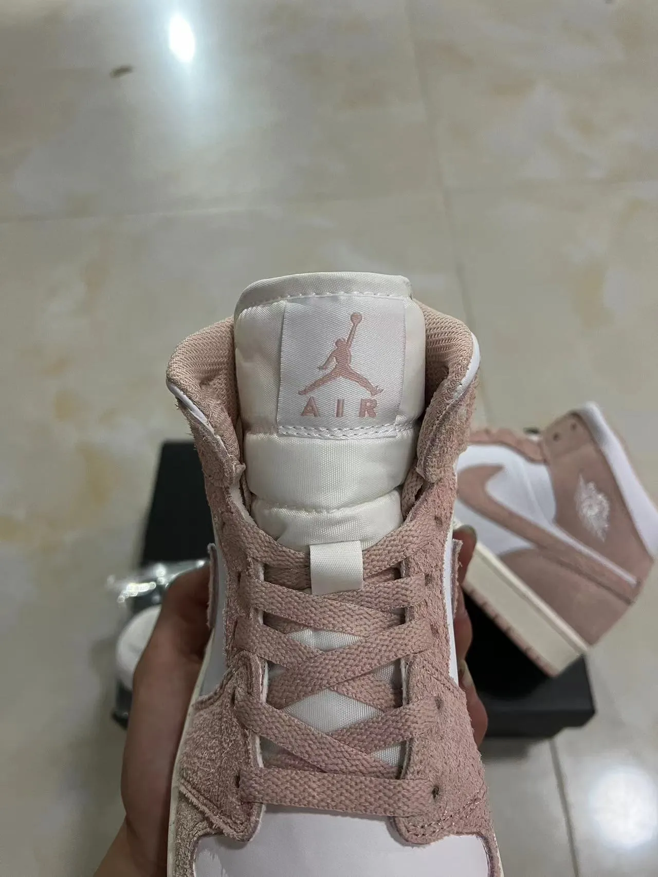 Air Jordan 1 High Dusty Pink and White Basketball Shoes 4