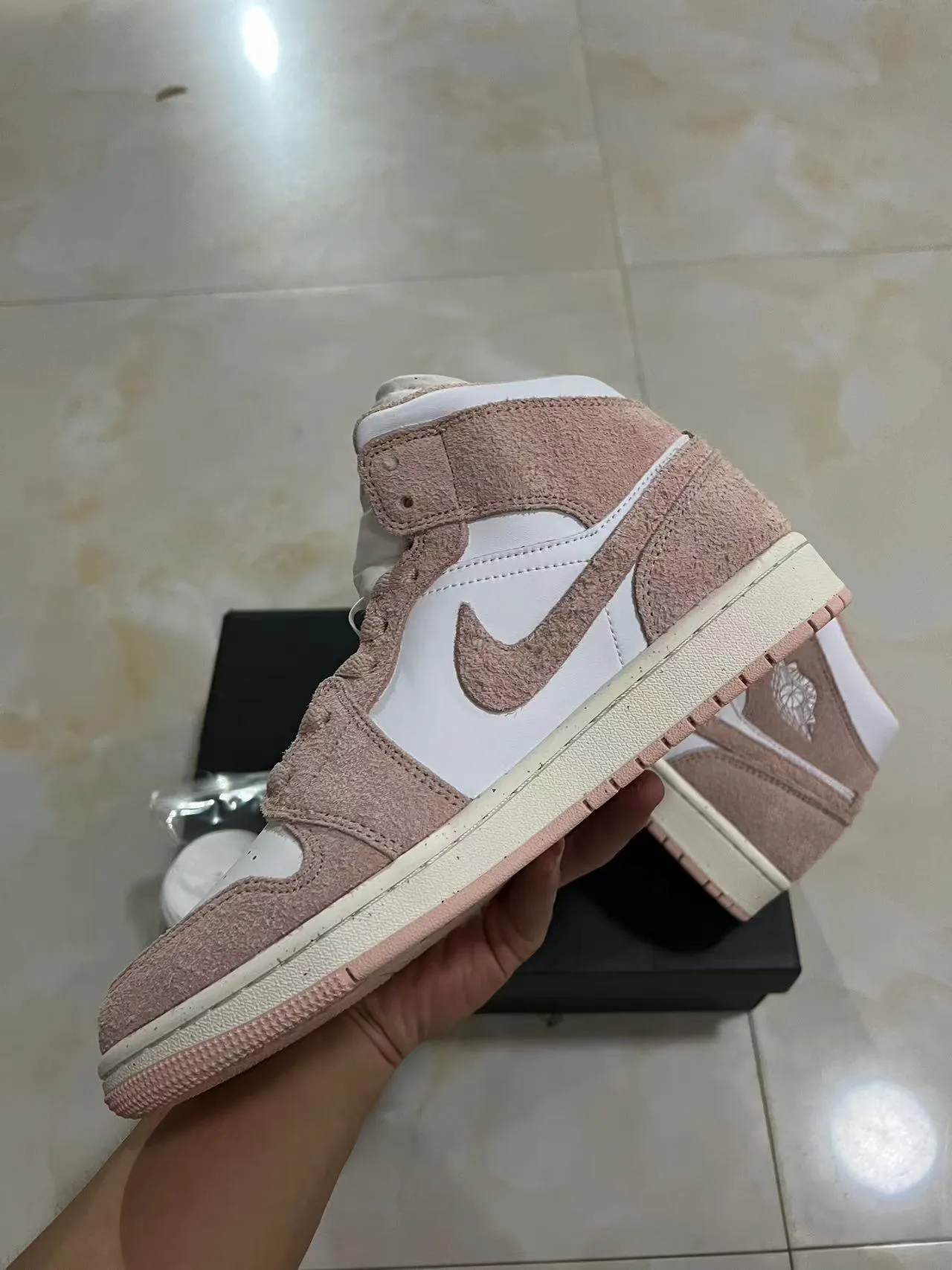 Air Jordan 1 High Dusty Pink and White Basketball Shoes 5
