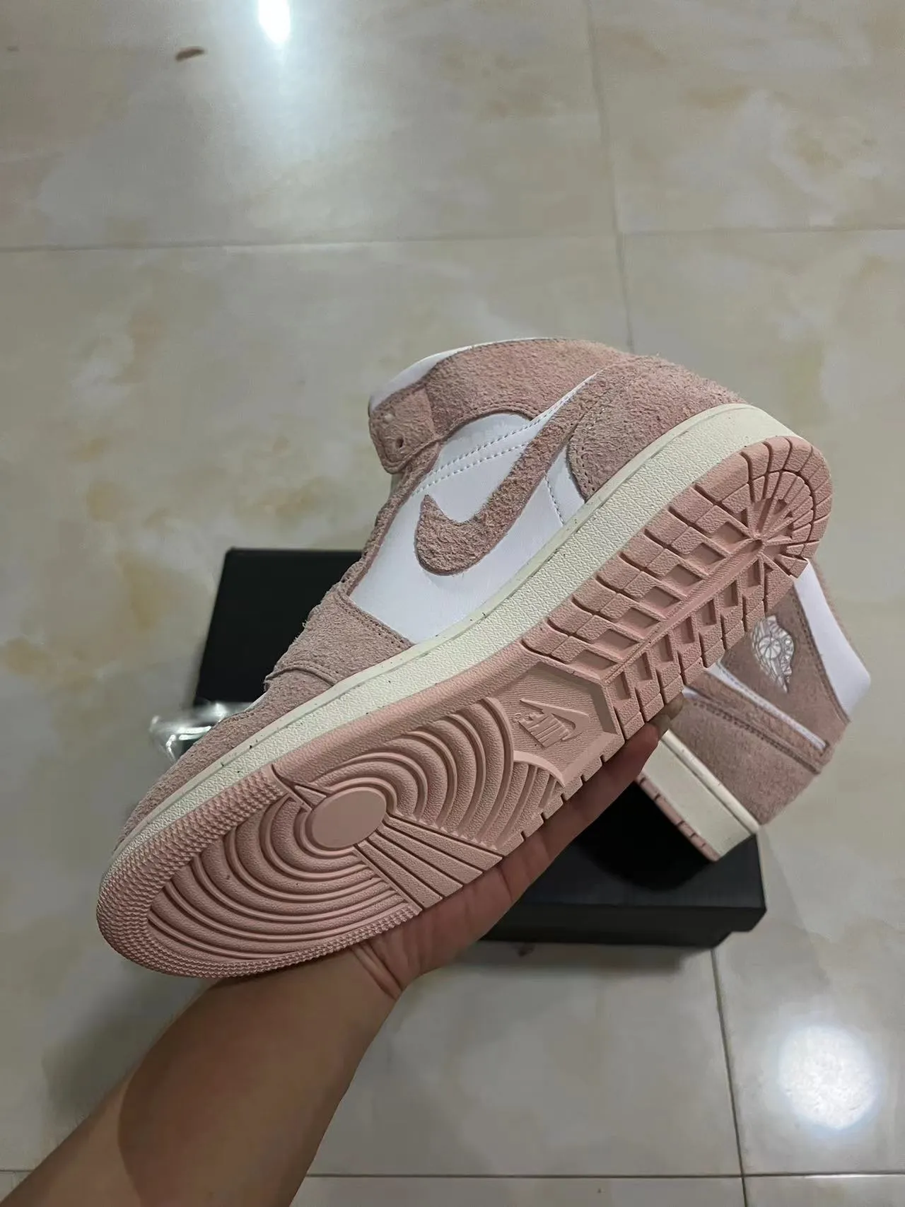 Air Jordan 1 High Dusty Pink and White Basketball Shoes 6