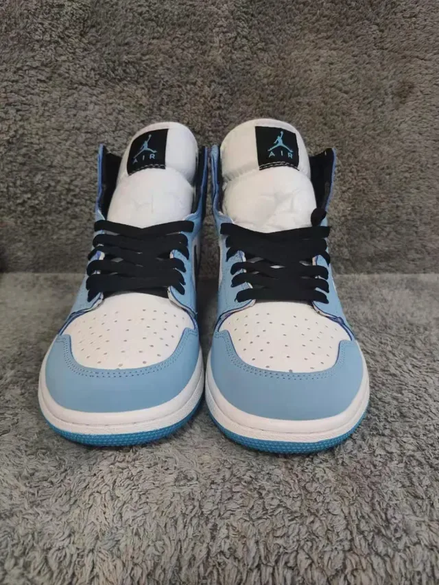 Air Jordan 1 High Tênis de Basquete Azul Claro Branco Preto 5