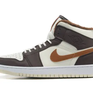 Air Jordan 1 High Off-White Brown Furry Collar Basketball Shoes