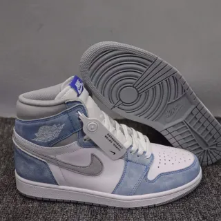 Air Jordan 1 High Top Zapatos de Baloncesto Blanco y Azul Claro Denim Suede