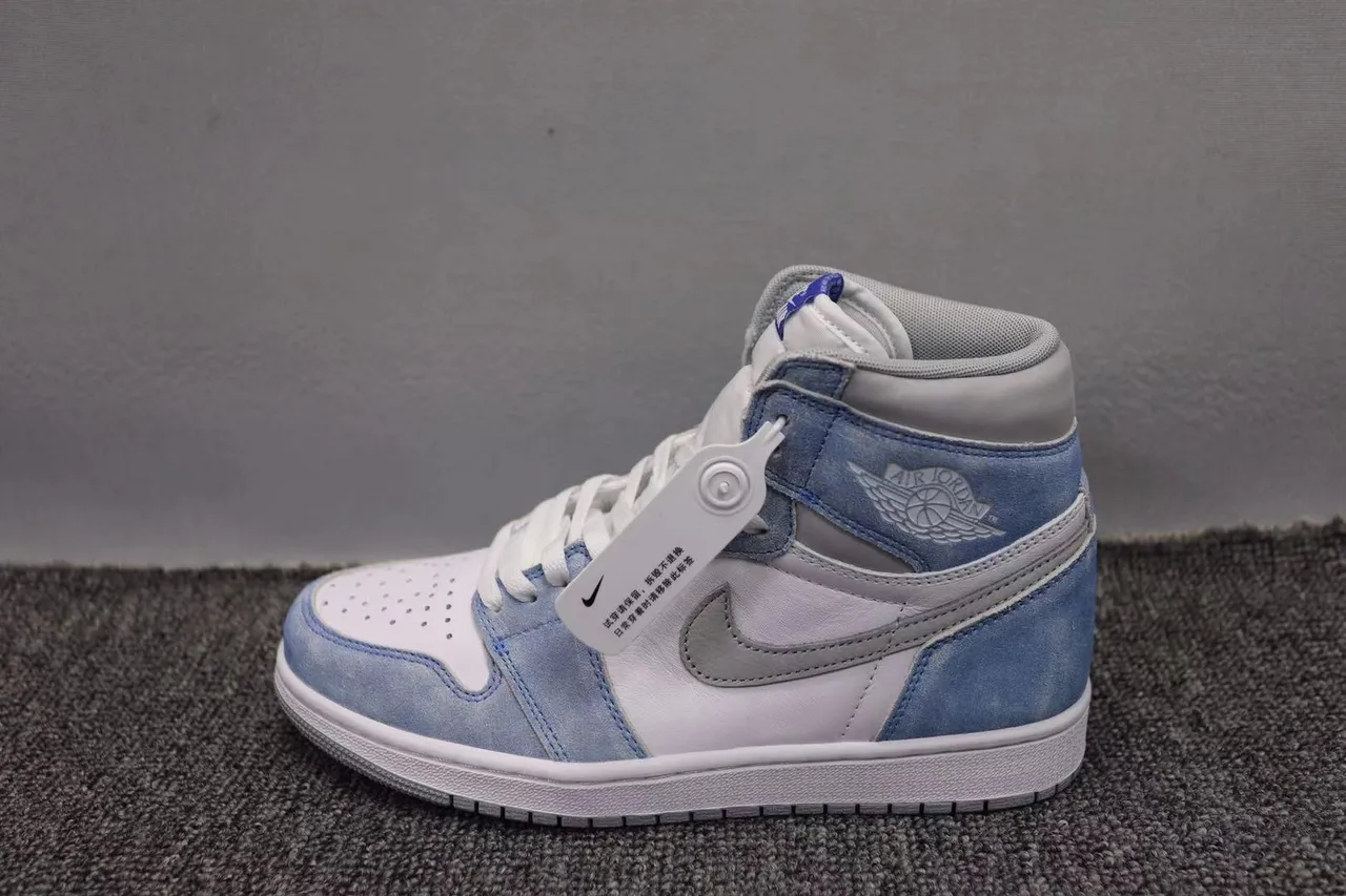Air Jordan 1 High Top White Light Blue Denim Suede Basketball Shoes 11