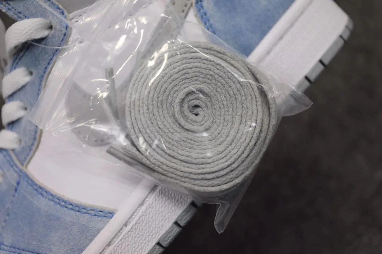 Air Jordan 1 High Top White Light Blue Denim Suede Basketball Shoes 15