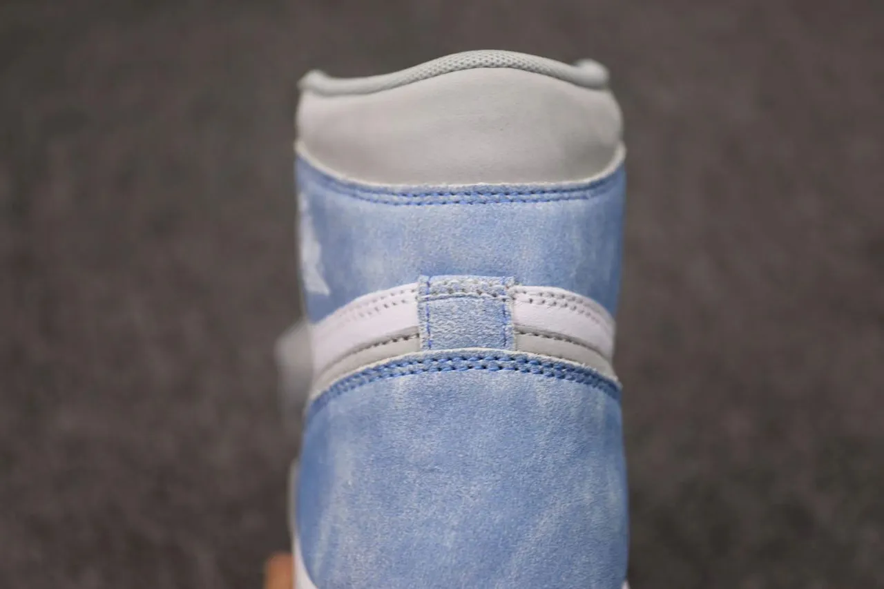 Air Jordan 1 High Top White Light Blue Denim Suede Basketball Shoes 16