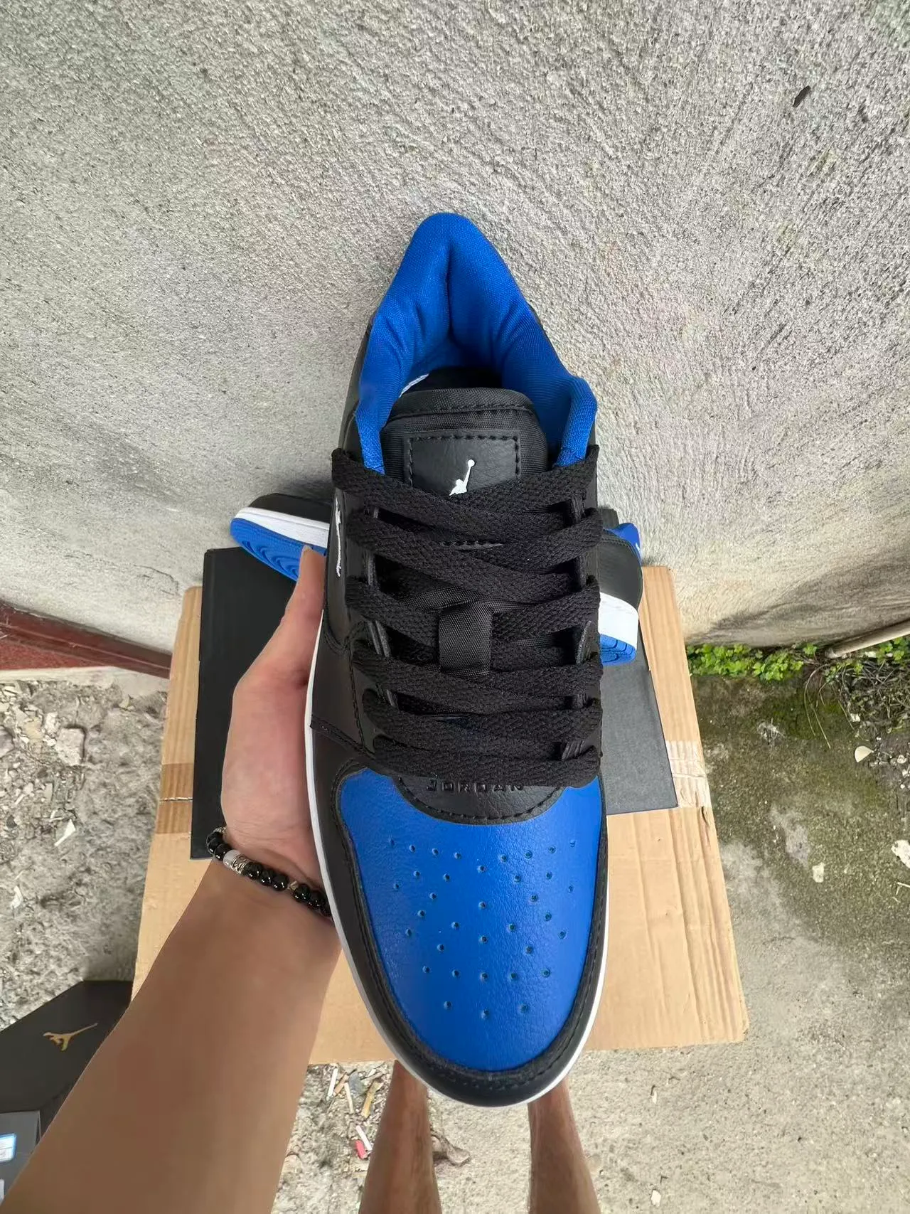 Air Jordan 1 Low Black Royal Blue White Lifestyle Sneakers 3