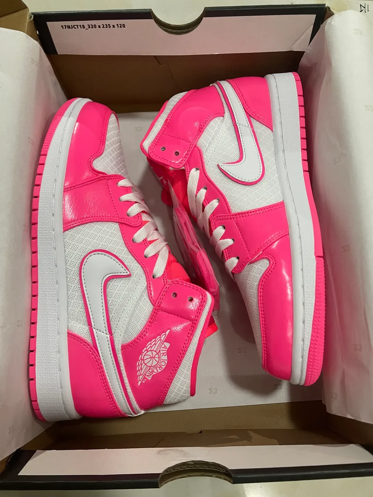 Air Jordan 1 Tênis de Basquete Rosa e Branco de Cano Alto 8