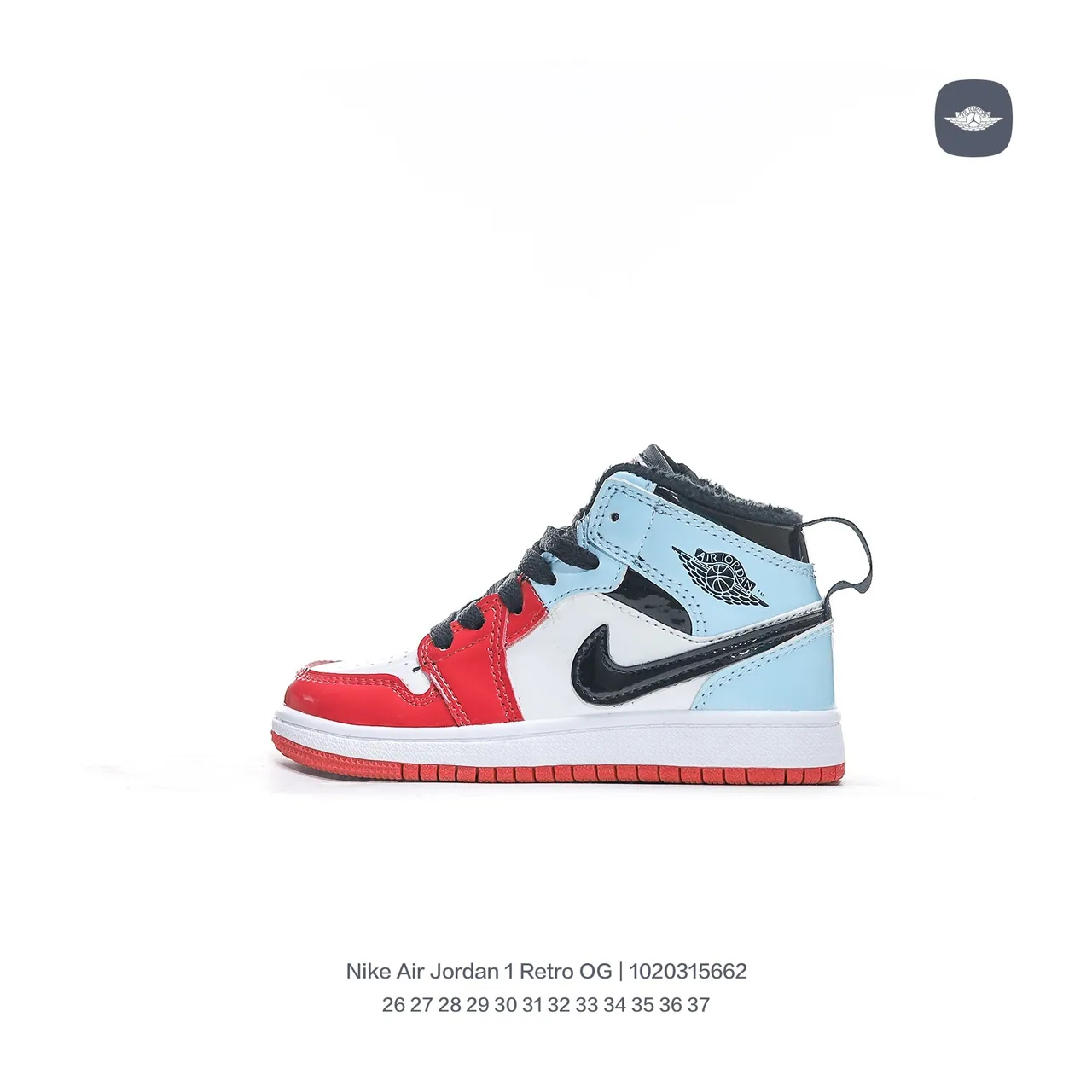 Air Jordan 1 Retro OG Red White Light Blue Black Kids Basketball Shoes 7
