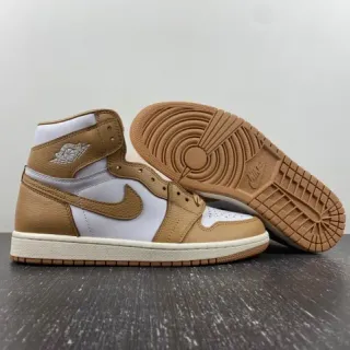 Air Jordan 1 Tan and White Leather Basketball Shoes