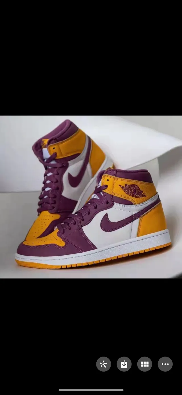 Air Jordan 1 Yellow Purple White Basketball Shoes 4