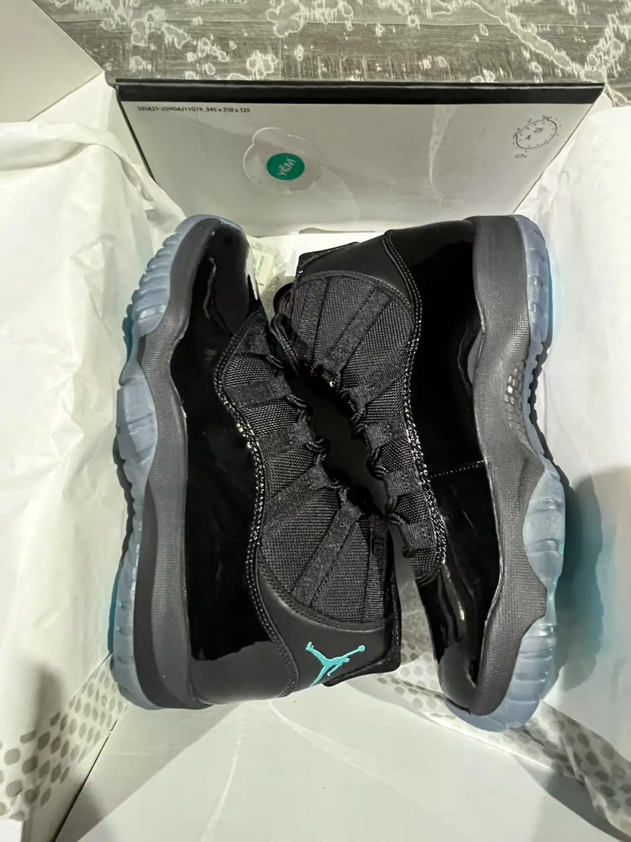 Air Jordan 11 Black Turquoise Jumpman Basketball Shoes 9