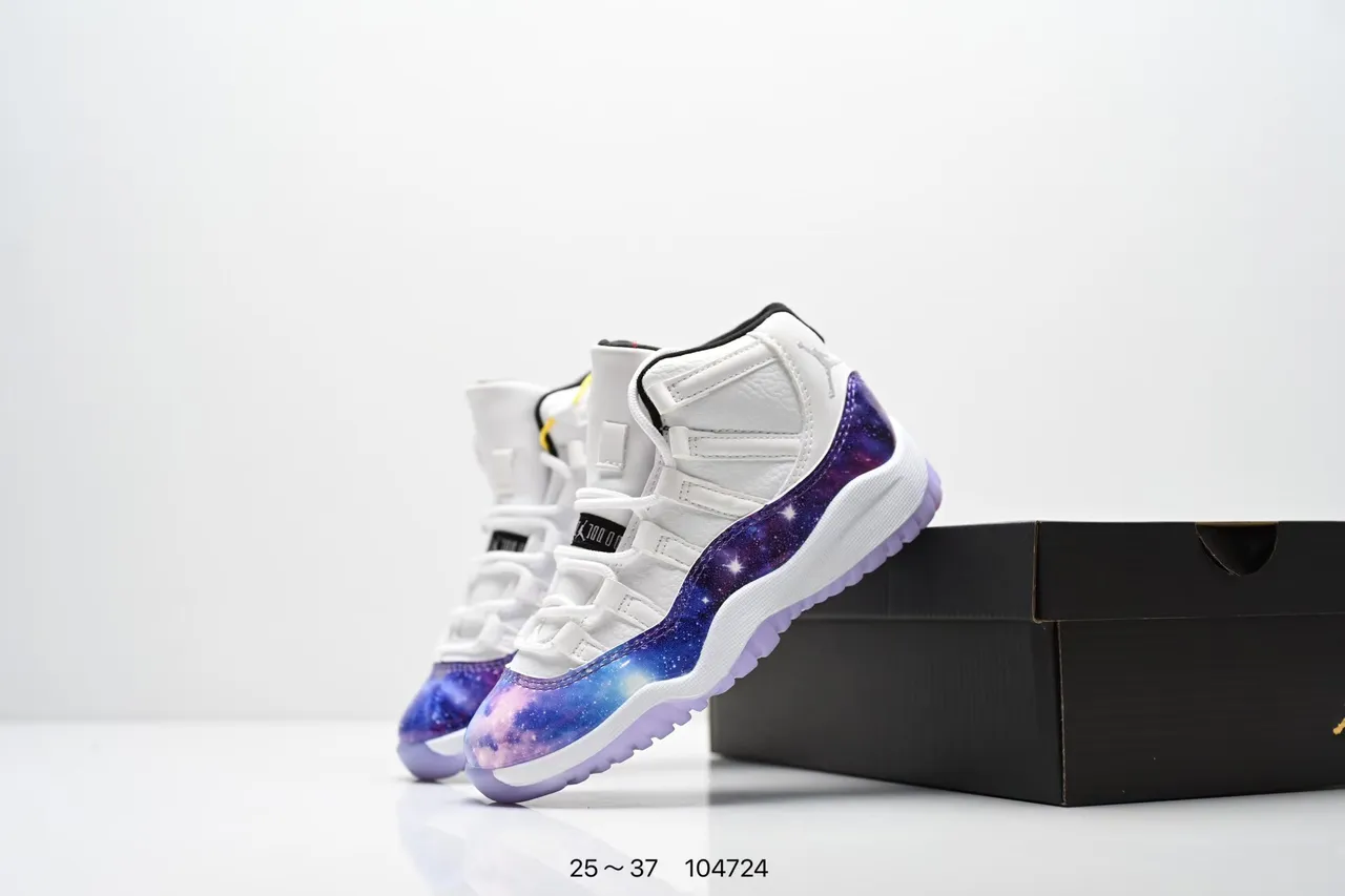 Air Jordan 11 Galaxy Print White Purple Basketball Shoes 3
