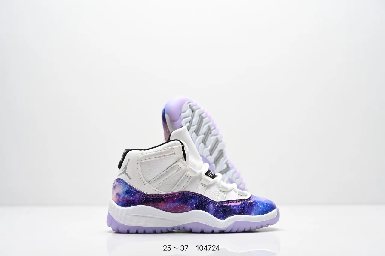 Air Jordan 11 Galaxy Print White Purple Basketball Shoes 4