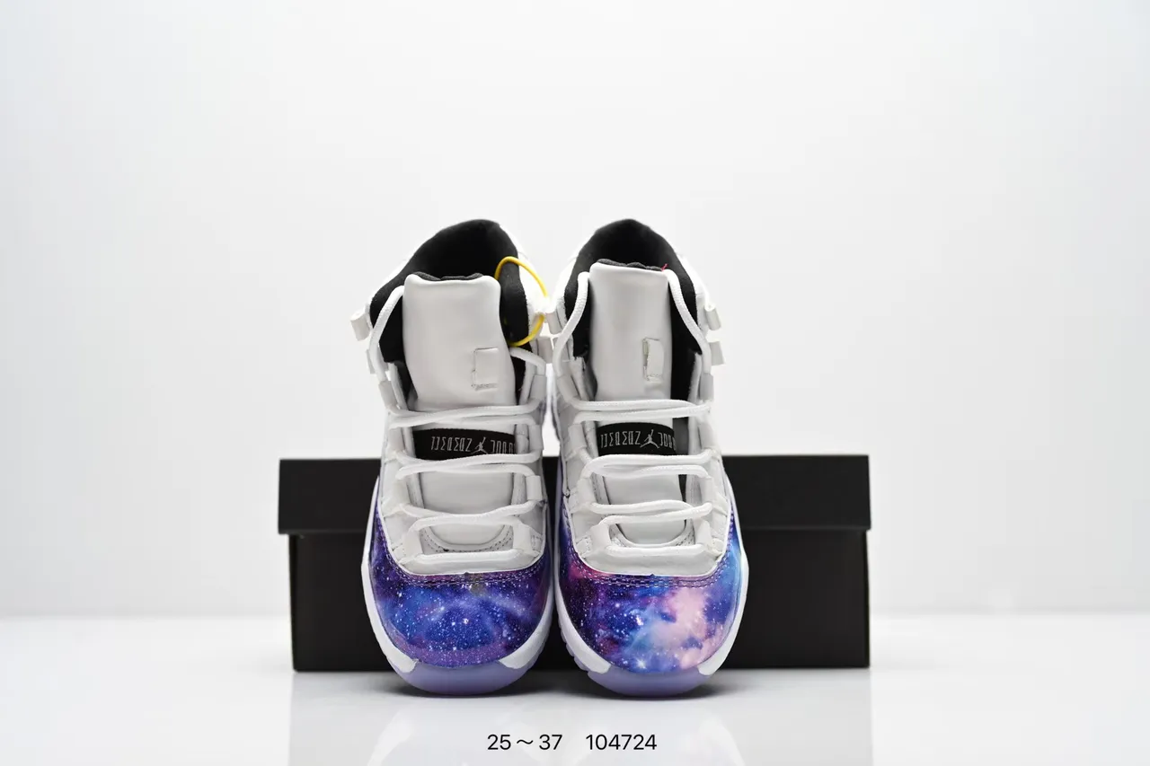 Air Jordan 11 Galaxy Print White Purple Basketball Shoes 5