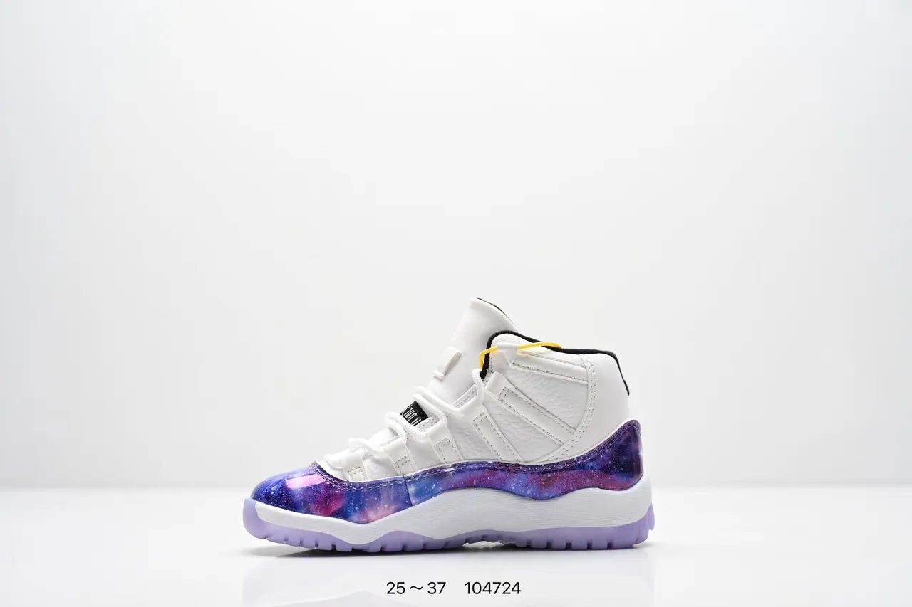Air Jordan 11 Galaxy Print White Purple Basketball Shoes 6