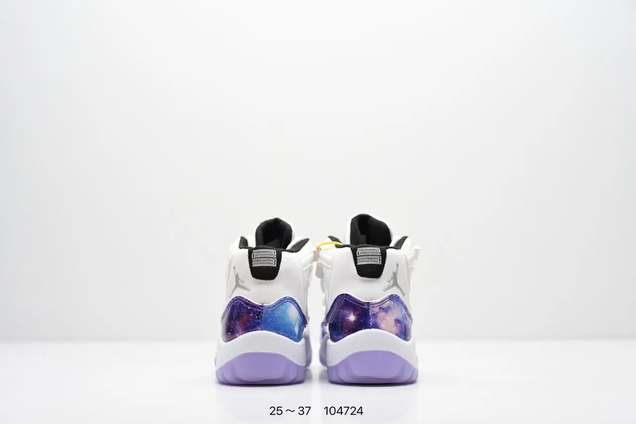 Air Jordan 11 Galaxy Print White Purple Basketball Shoes 7