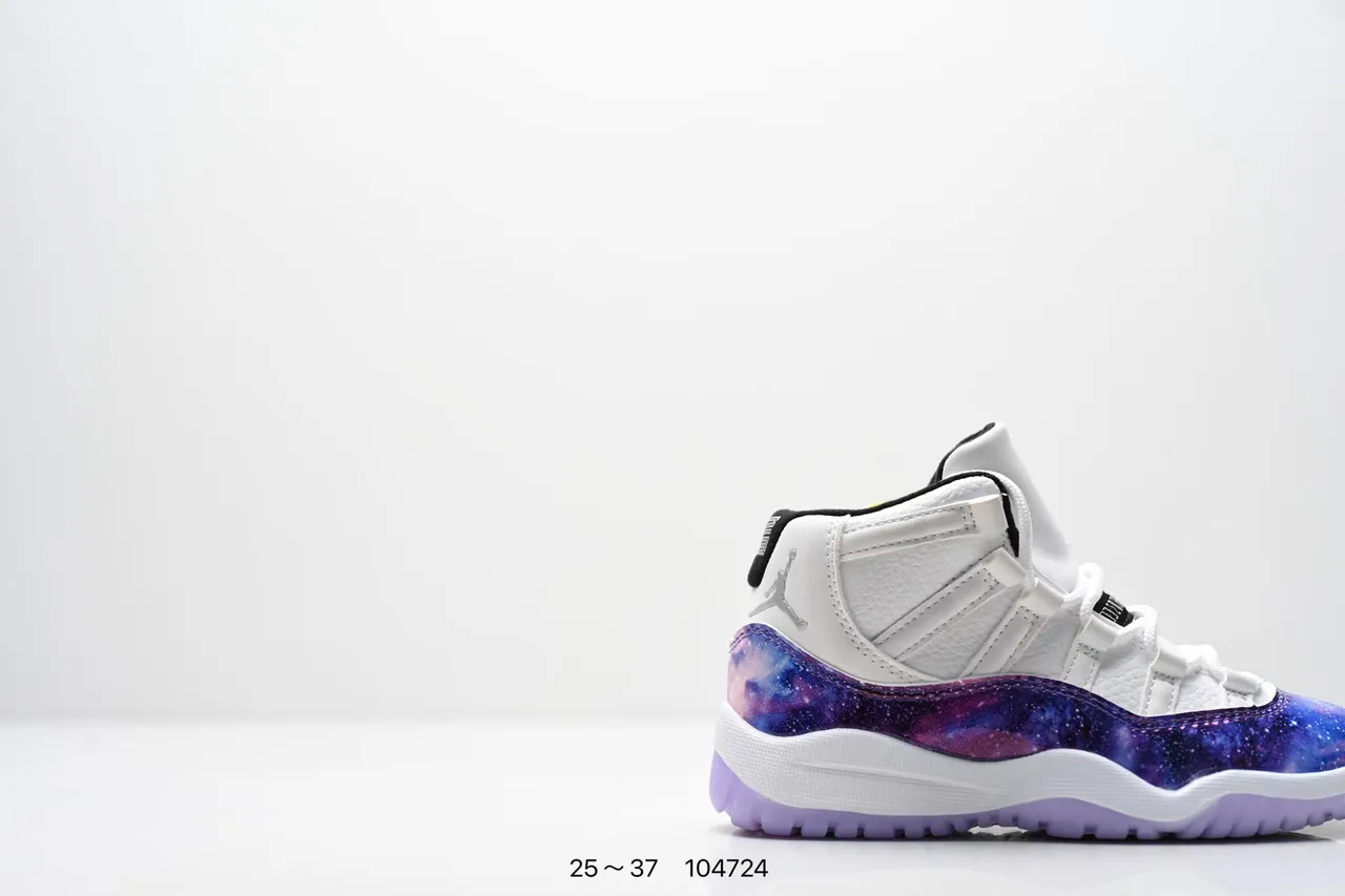 Air Jordan 11 Galaxy Print White Purple Basketball Shoes 10