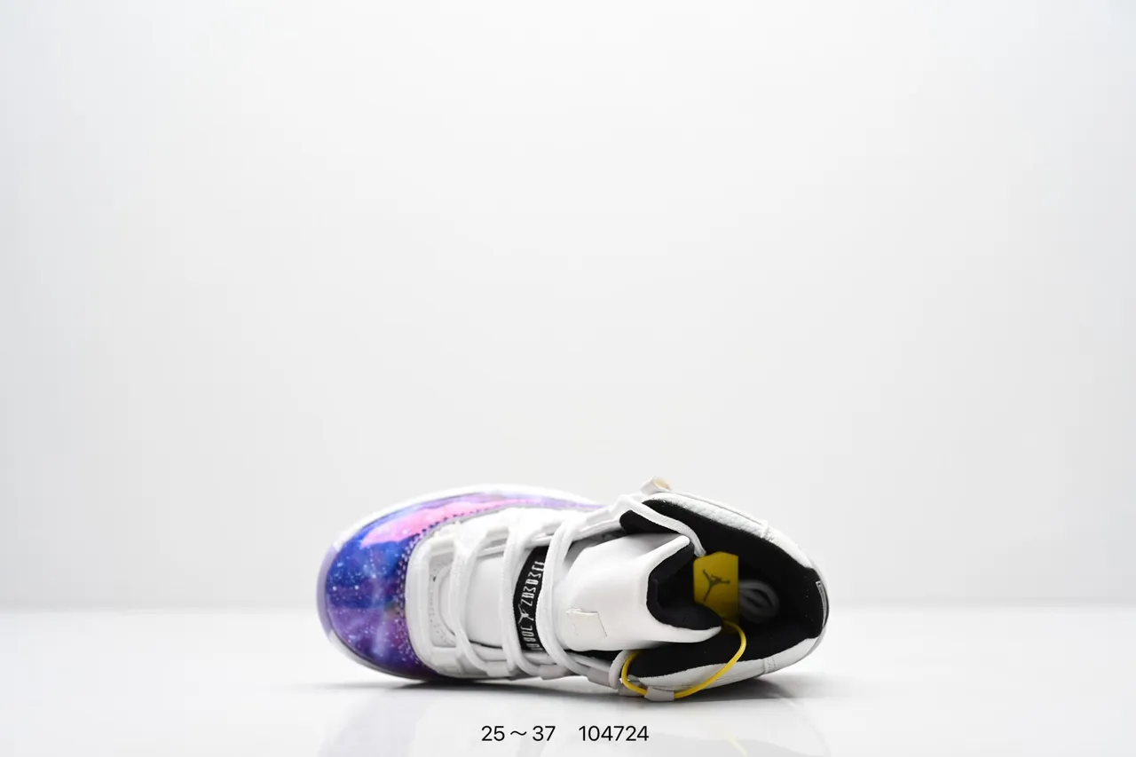 Air Jordan 11 Galaxy Print White Purple Basketball Shoes 11