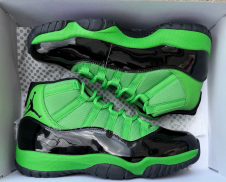 Air Jordan 11 Neon Green and Black Basketball Shoes 4
