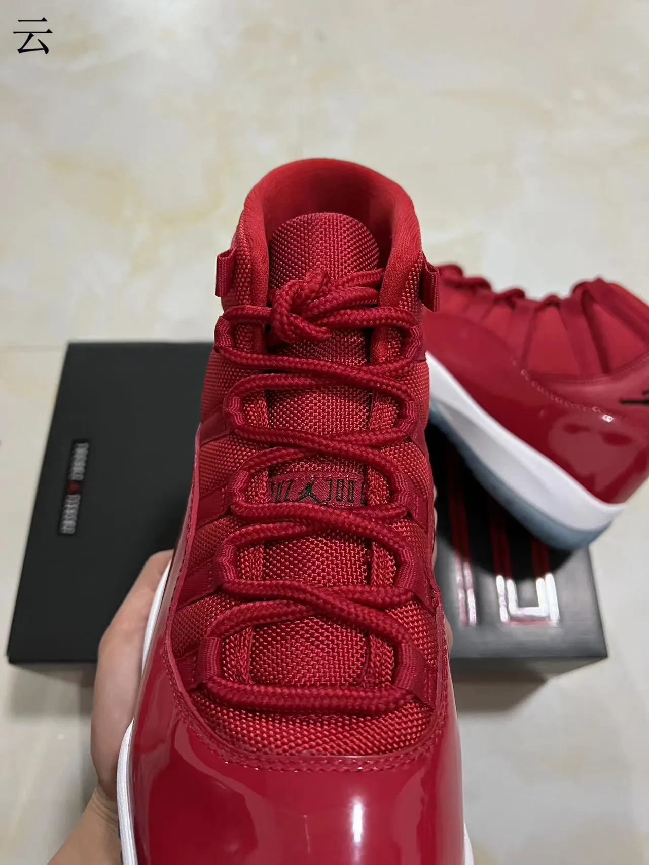 Air Jordan 11 Red Patent Leather Basketball Shoes 4