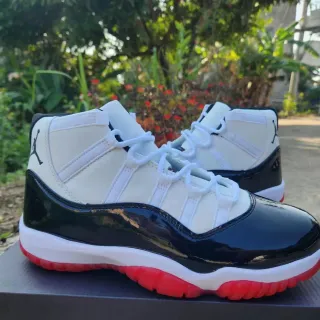 Air Jordan 11 White Black Red Patent Leather Basketball Shoes