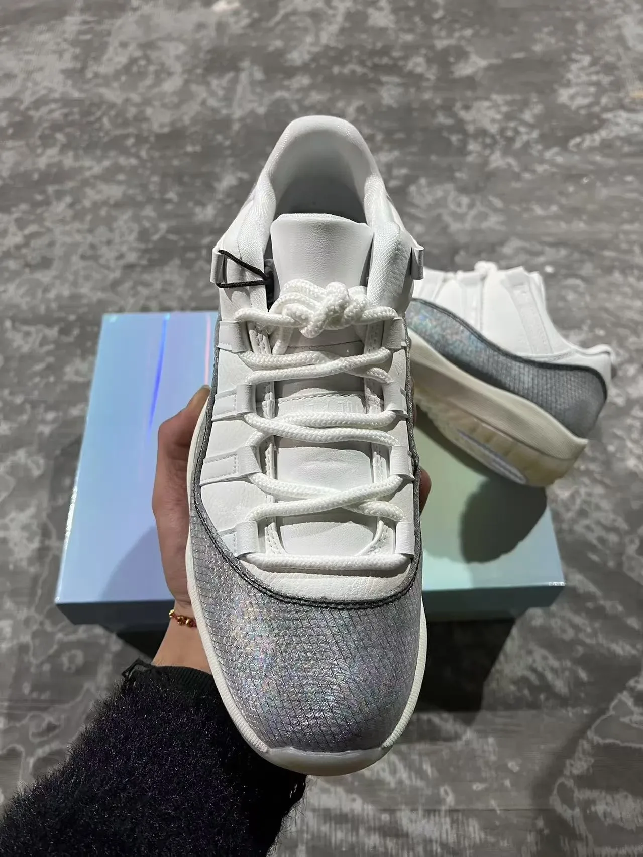 Air Jordan 11 White Iridescent Silver Lifestyle Sneakers 4
