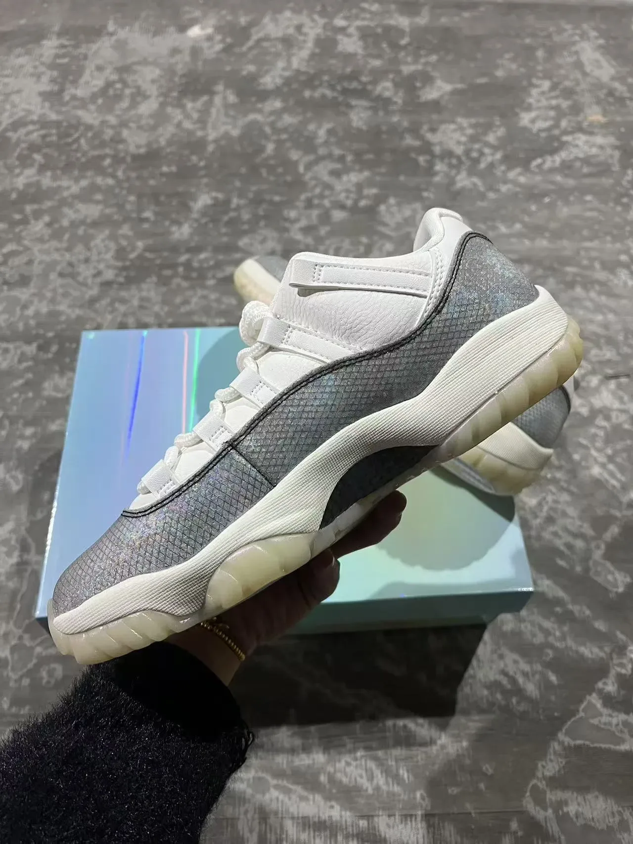 Air Jordan 11 White Iridescent Silver Lifestyle Sneakers 6