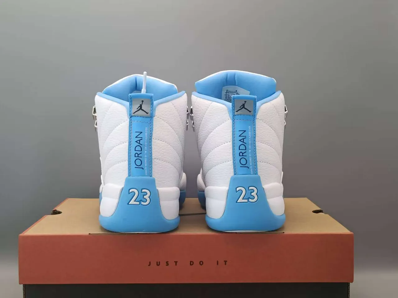 Air Jordan 12 White and Light Blue Basketball Shoes 4