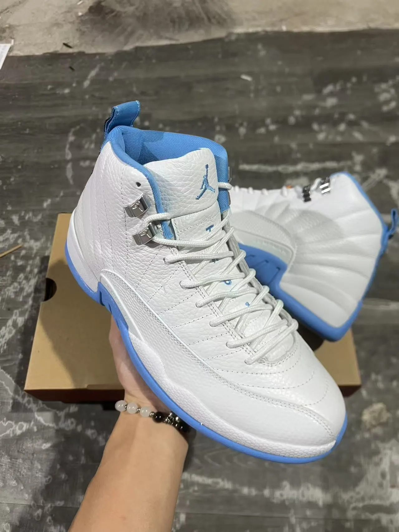 Air Jordan 12 White Blue Basketball Shoes 2