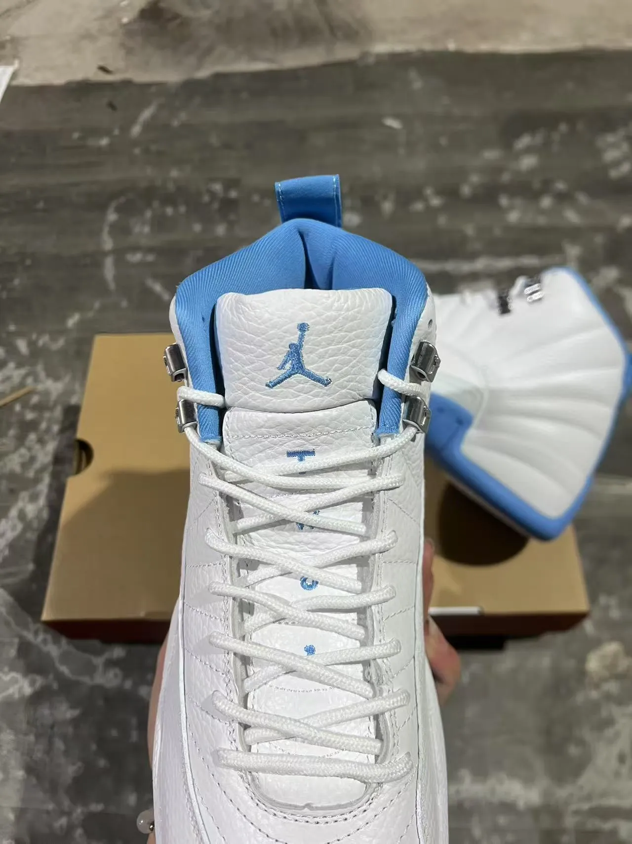 Air Jordan 12 White Blue Basketball Shoes 4