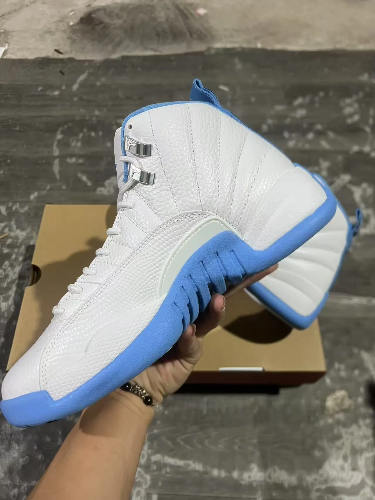 Air Jordan 12 White Blue Basketball Shoes 5