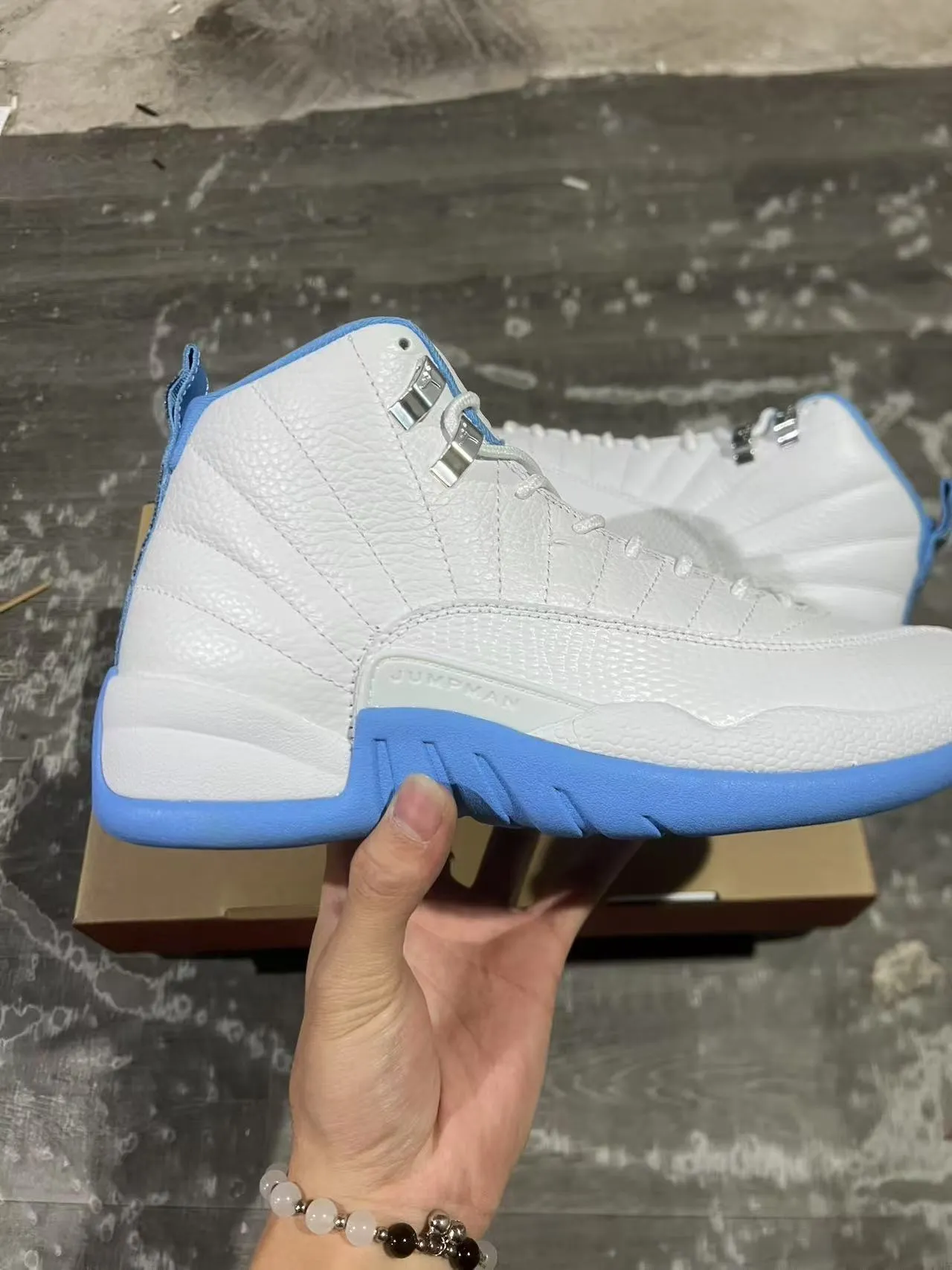 Air Jordan 12 White Blue Basketball Shoes 7