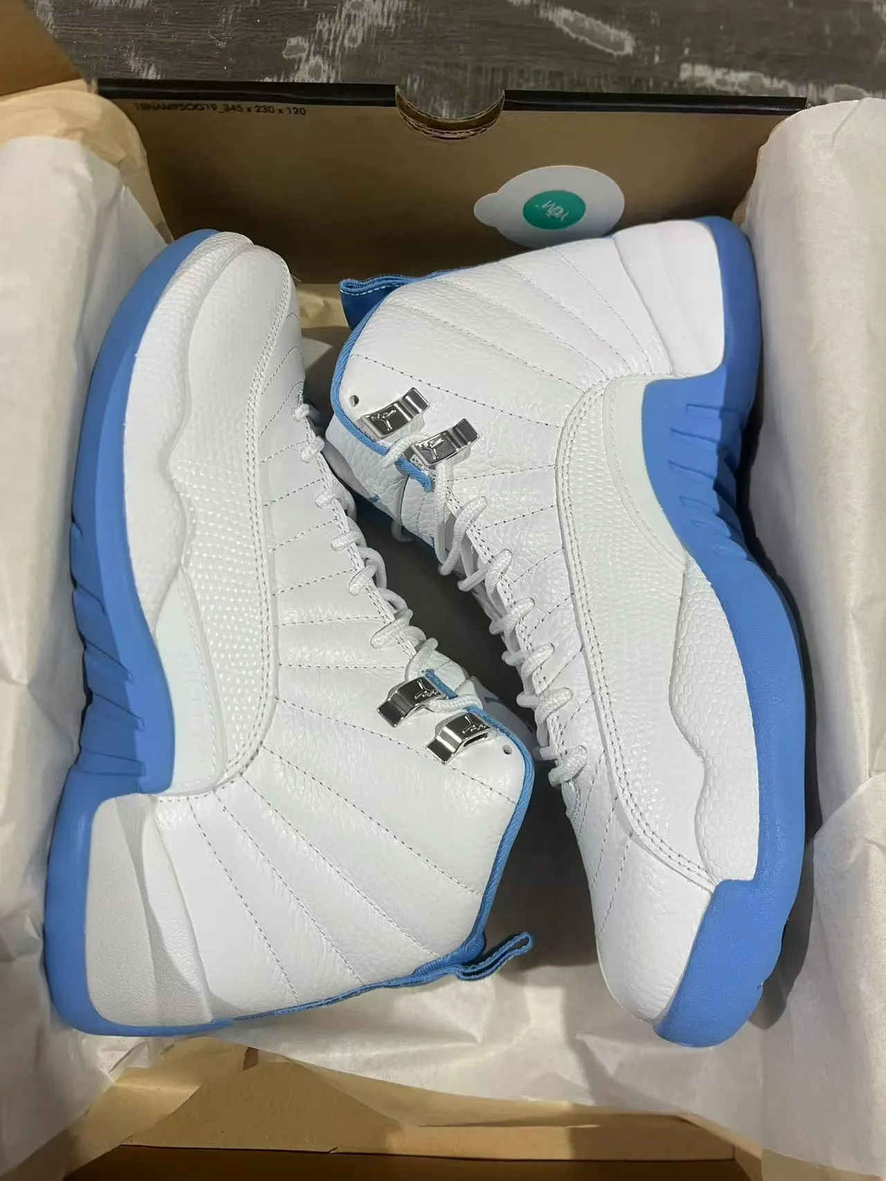 Air Jordan 12 White Blue Basketball Shoes 9