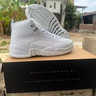 Air Jordan 12 White Quilted Leather Basketball Shoes