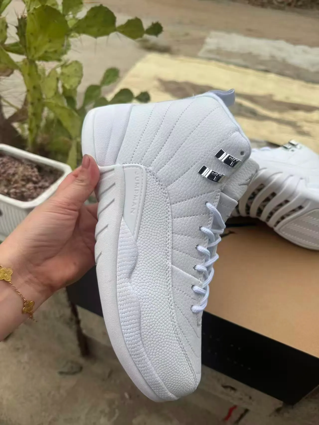 Air Jordan 12 White Quilted Leather Basketball Shoes 3
