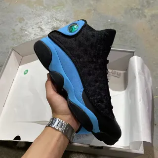 Air Jordan 13 Black Blue Quilted Mesh Upper Midsole Contrast Basketball Shoes